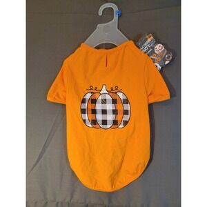 Howl-O-Ween Party Pet Shirt Medium Orange NWT Buffalo Plaid Pumpkin Halloween